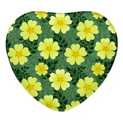 Bloom Flowering Yellow Blade Green Heart Glass Fridge Magnet (4 Pack) by Loisa77