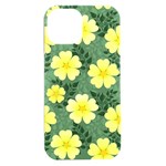 Bloom Flowering Yellow Blade Green iPhone 15 Plus Black UV Print PC Hardshell Case Front