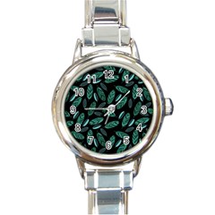 Leaves Pattern Abstract Blade Round Italian Charm Watch by Loisa77