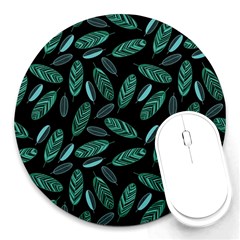 Leaves Pattern Abstract Blade Round Mousepad by Loisa77