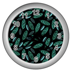 Leaves Pattern Abstract Blade Wall Clock (silver) by Loisa77