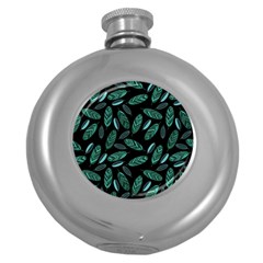 Leaves Pattern Abstract Blade Round Hip Flask (5 Oz) by Loisa77