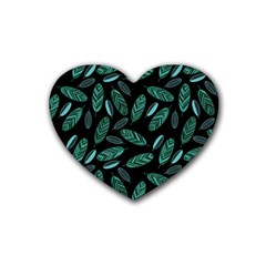 Leaves Pattern Abstract Blade Rubber Coaster (heart) by Loisa77