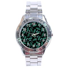 Leaves Pattern Abstract Blade Stainless Steel Analogue Watch by Loisa77