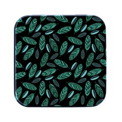 Leaves Pattern Abstract Blade Square Metal Box (black) by Loisa77