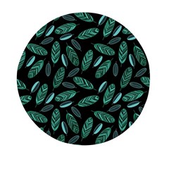 Leaves Pattern Abstract Blade Mini Round Pill Box by Loisa77