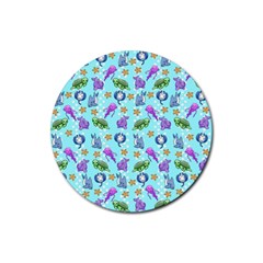 Sea Ocean Sealife Turtle Jellyfish Rubber Coaster (round) by Loisa77