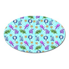 Sea Ocean Sealife Turtle Jellyfish Oval Magnet by Loisa77