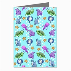 Sea Ocean Sealife Turtle Jellyfish Greeting Card by Loisa77