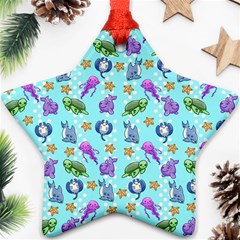 Sea Ocean Sealife Turtle Jellyfish Star Ornament (two Sides) by Loisa77