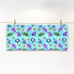 Sea Ocean Sealife Turtle Jellyfish Hand Towel by Loisa77