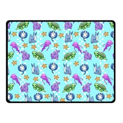 Sea Ocean Sealife Turtle Jellyfish Fleece Blanket (small) by Loisa77