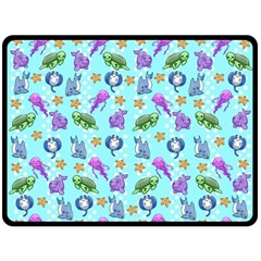 Sea Ocean Sealife Turtle Jellyfish Two Sides Fleece Blanket (large) by Loisa77