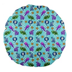 Sea Ocean Sealife Turtle Jellyfish Large 18  Premium Flano Round Cushions by Loisa77