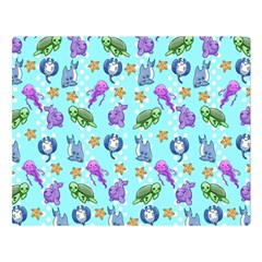 Sea Ocean Sealife Turtle Jellyfish Two Sides Premium Plush Fleece Blanket (large) by Loisa77