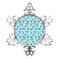 Sea Ocean Sealife Turtle Jellyfish Metal Small Snowflake Ornament by Loisa77