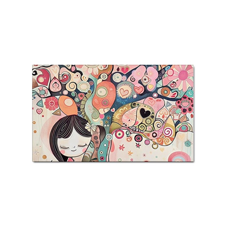 Whimsical Colorful Young Girl Sticker Rectangular (10 pack)