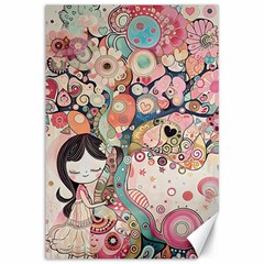 Whimsical Colorful Young Girl Canvas 12  X 18  by Loisa77