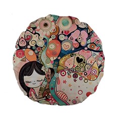 Whimsical Colorful Young Girl Standard 15  Premium Round Cushions by Loisa77