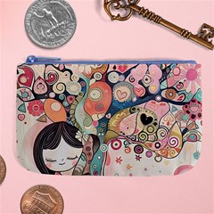 Whimsical Colorful Young Girl Large Coin Purse by Loisa77