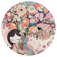 Whimsical Colorful Young Girl Round Trivet by Loisa77