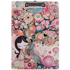 Whimsical Colorful Young Girl A4 Acrylic Clipboard by Loisa77