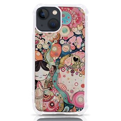 Whimsical Colorful Young Girl Iphone 13 Mini Tpu Uv Print Case by Loisa77