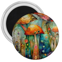 Whimsical Mushrooms Colorful Patterns 3  Magnets by Loisa77