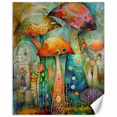 Whimsical Mushrooms Colorful Patterns Canvas 11  X 14  by Loisa77