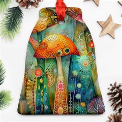 Whimsical Mushrooms Colorful Patterns Ornament (bell)