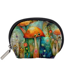 Whimsical Mushrooms Colorful Patterns Accessory Pouch (small) by Loisa77