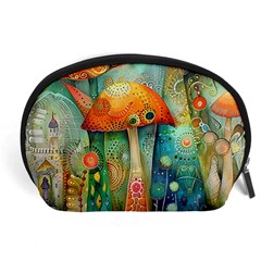 Whimsical Mushrooms Colorful Patterns Accessory Pouch (large) by Loisa77