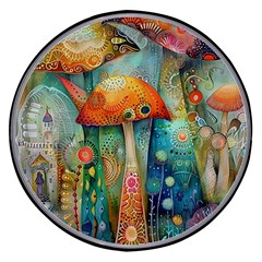 Whimsical Mushrooms Colorful Patterns Wireless Fast Charger(black)