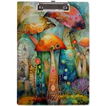 Whimsical Mushrooms Colorful Patterns A4 Acrylic Clipboard Front