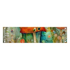 Whimsical Mushrooms Colorful Patterns Banner And Sign 4  X 1  by Loisa77