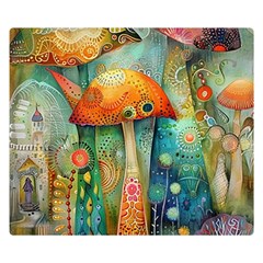 Whimsical Mushrooms Colorful Patterns Premium Plush Fleece Blanket (small) by Loisa77