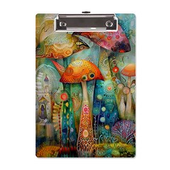 Whimsical Mushrooms Colorful Patterns A5 Acrylic Clipboard by Loisa77