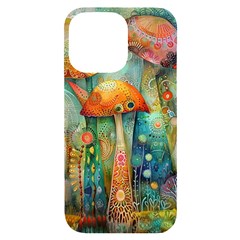 Whimsical Mushrooms Colorful Patterns Iphone 14 Pro Max Black Uv Print Case by Loisa77