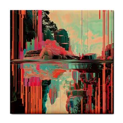 Backgrounds Multi Colored Abstract Tile Coaster by Loisa77