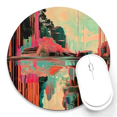 Backgrounds Multi Colored Abstract Round Mousepad by Loisa77