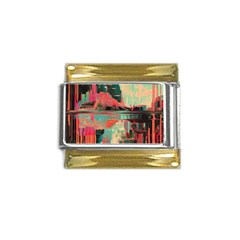 Backgrounds Multi Colored Abstract Gold Trim Italian Charm (9mm) by Loisa77