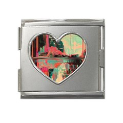 Backgrounds Multi Colored Abstract Mega Link Heart Italian Charm (18mm) by Loisa77