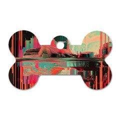 Backgrounds Multi Colored Abstract Dog Tag Bone (one Side) by Loisa77