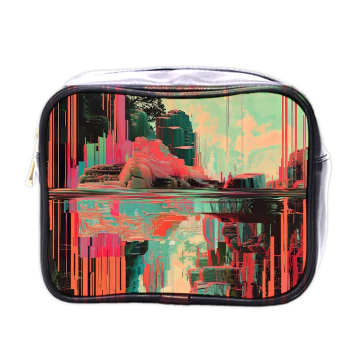 Backgrounds Multi Colored Abstract Mini Toiletries Bag (One Side)