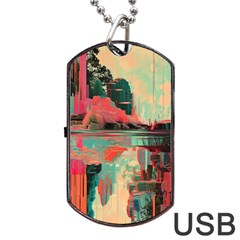 Backgrounds Multi Colored Abstract Dog Tag Usb Flash (two Sides) by Loisa77