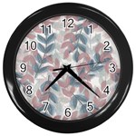 Leaves Pattern Background Nature Wall Clock (Black) Front