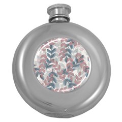 Leaves Pattern Background Nature Round Hip Flask (5 Oz) by Loisa77