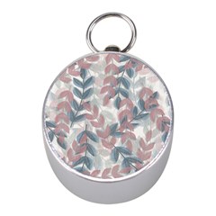 Leaves Pattern Background Nature Mini Silver Compasses by Loisa77