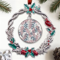 Leaves Pattern Background Nature Metal X mas Wreath Holly Leaf Ornament