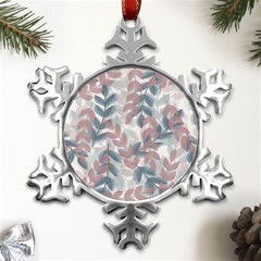 Leaves Pattern Background Nature Metal Small Snowflake Ornament by Loisa77